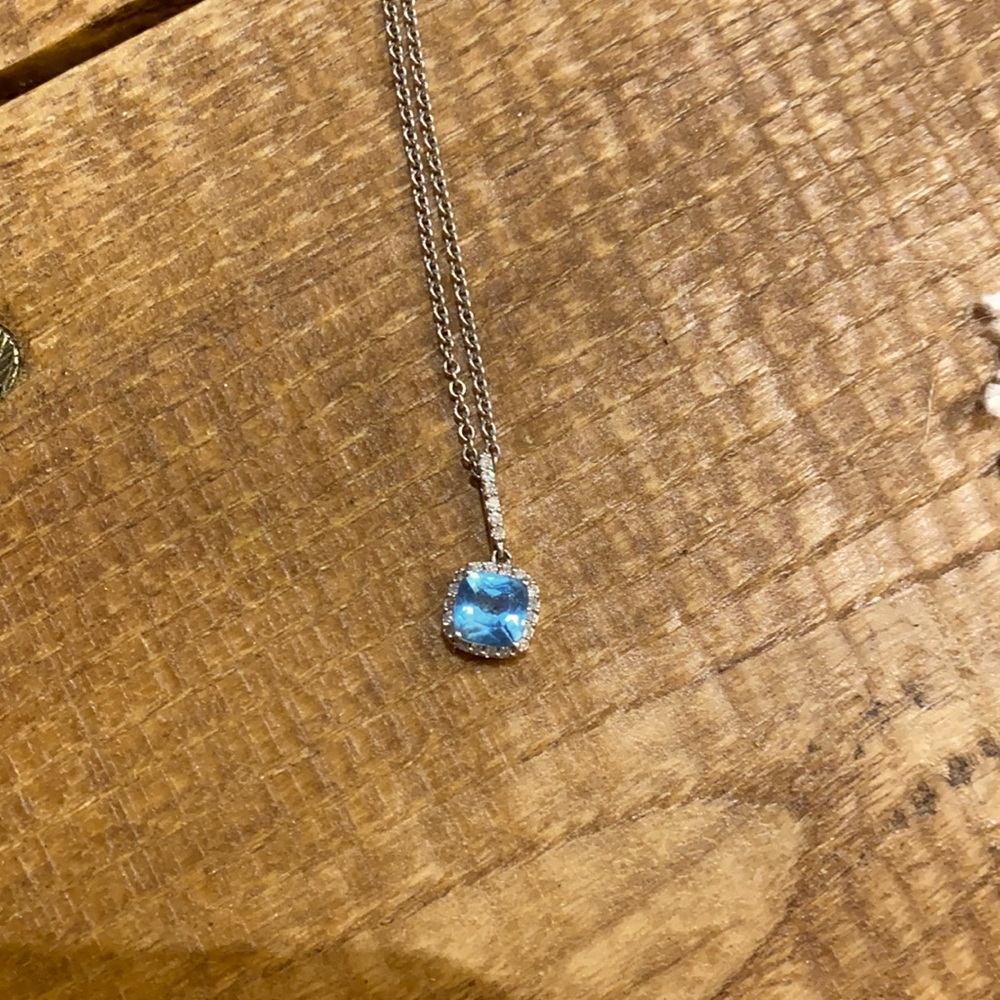 Light blue 14K diamond necklace